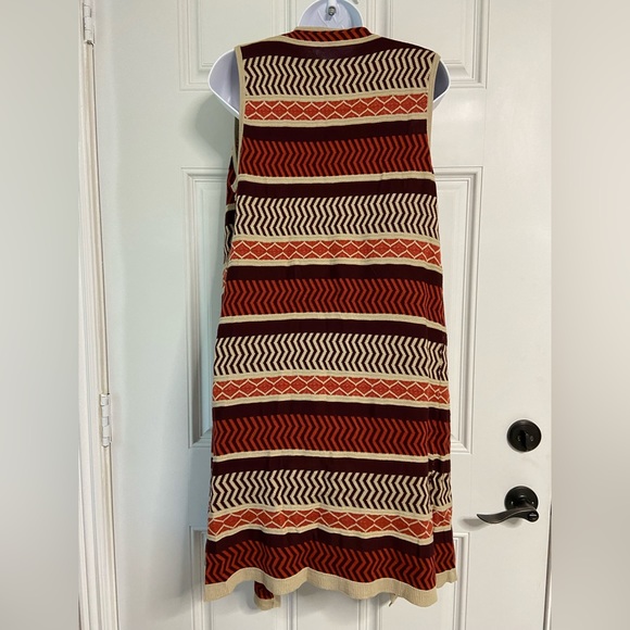 CUPIO Earth Color Chevron Stripe Open Front Duster Cardigan - Picture 3 of 6